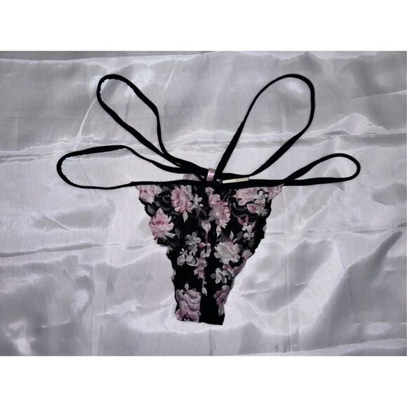 Victoria's Secret pink size large string black and pink lace - Picture 2 of 9